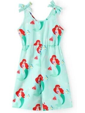 PatPat Girls' Disney Ariel Sleeveless Jumpsuit - Lil Mermaid, Size 3-4 Yrs
